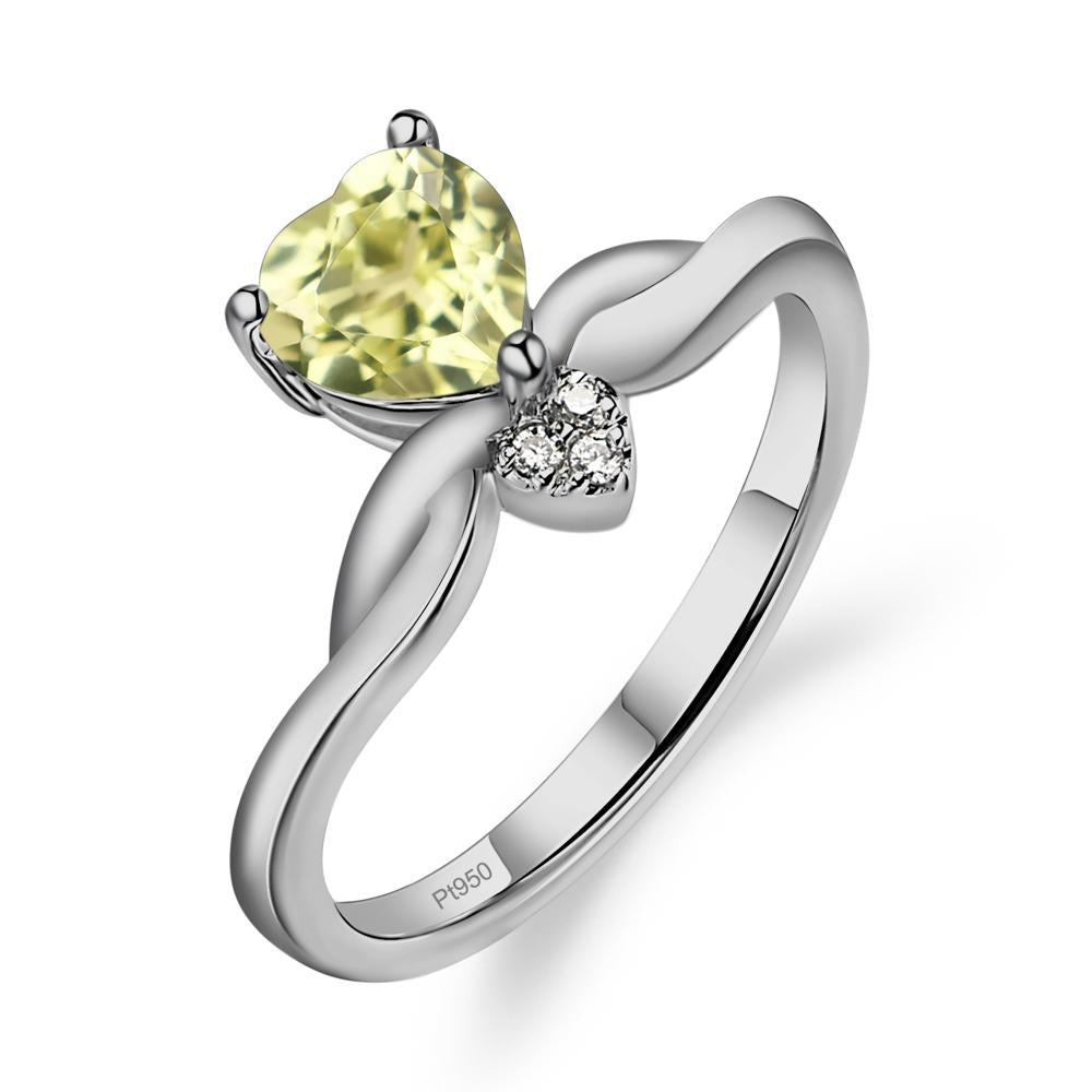 Dainty Twisted Lemon Quartz Engagement Ring - LUO Jewelry #metal_platinum