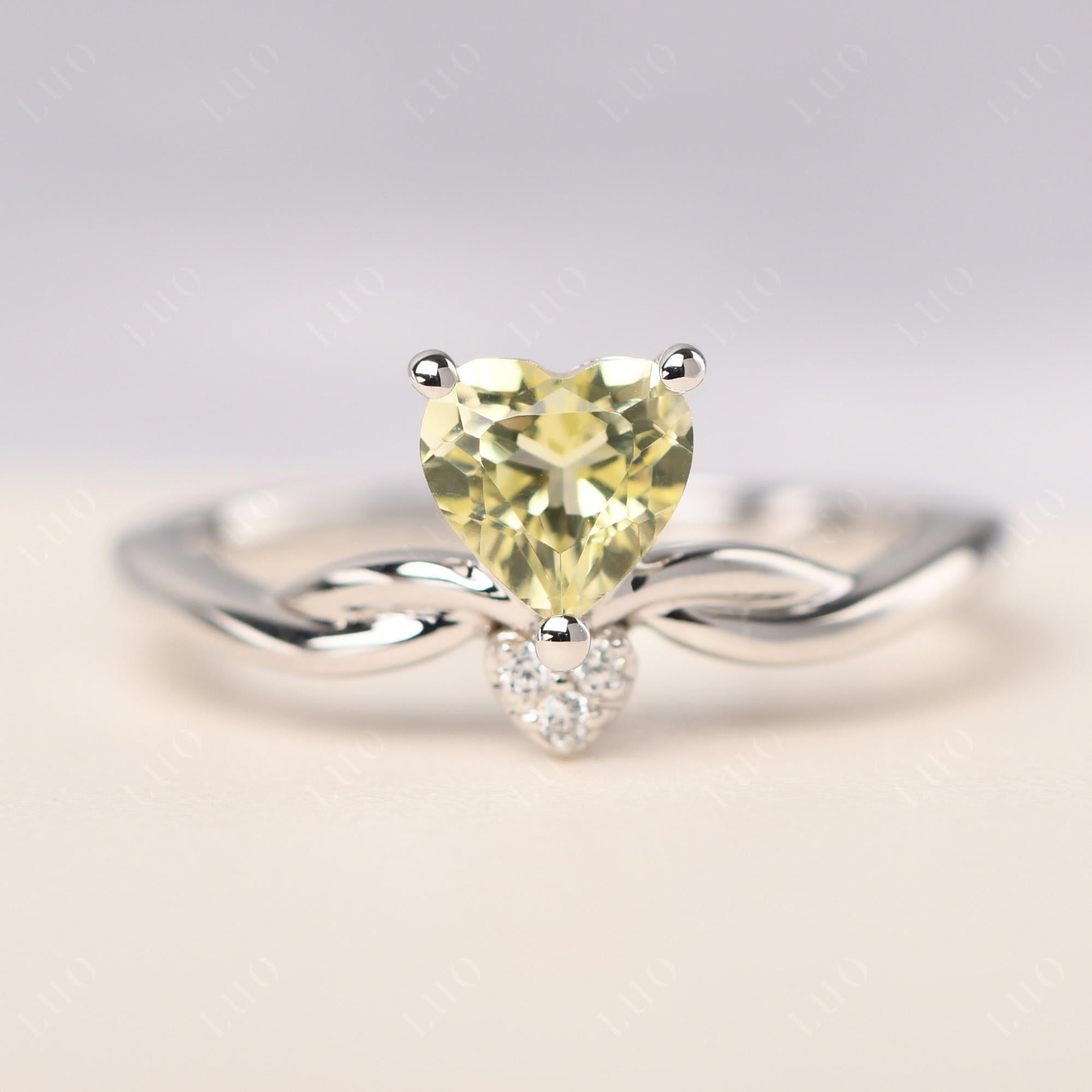 Dainty Twisted Lemon Quartz Engagement Ring - LUO Jewelry