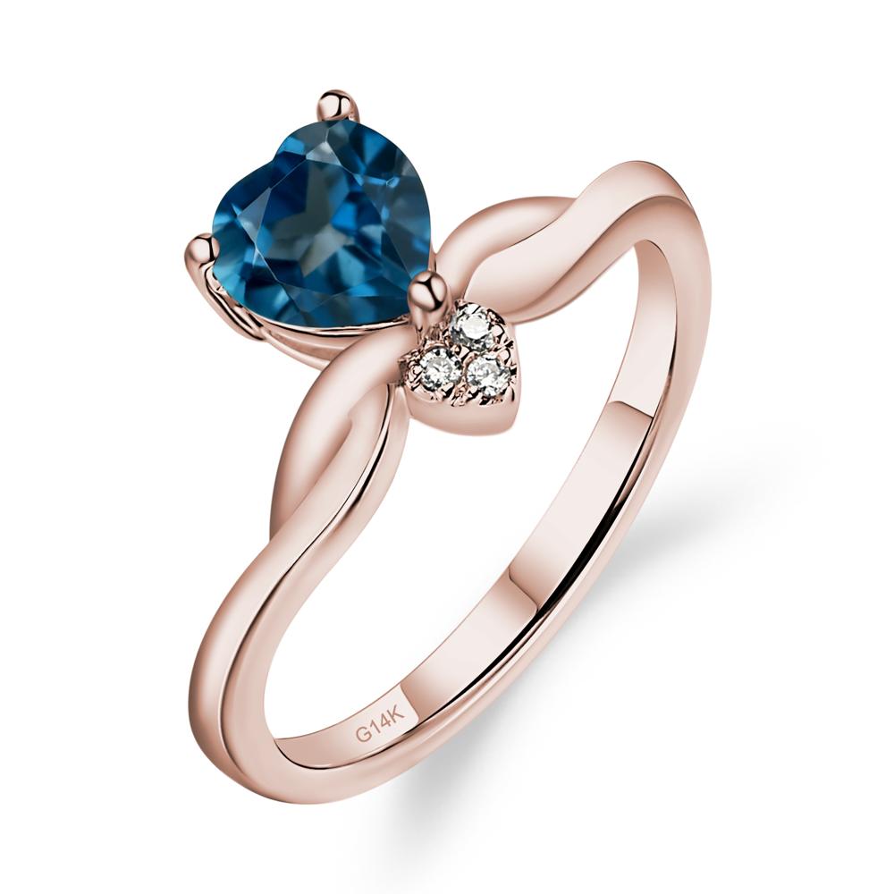 Dainty Twisted London Blue Topaz Engagement Ring - LUO Jewelry #metal_14k rose gold