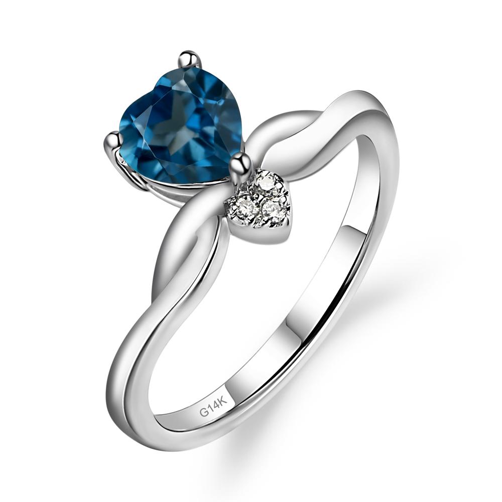 Dainty Twisted London Blue Topaz Engagement Ring - LUO Jewelry #metal_14k white gold