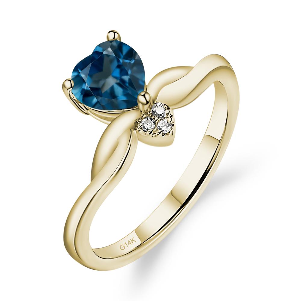 Dainty Twisted London Blue Topaz Engagement Ring - LUO Jewelry #metal_14k yellow gold