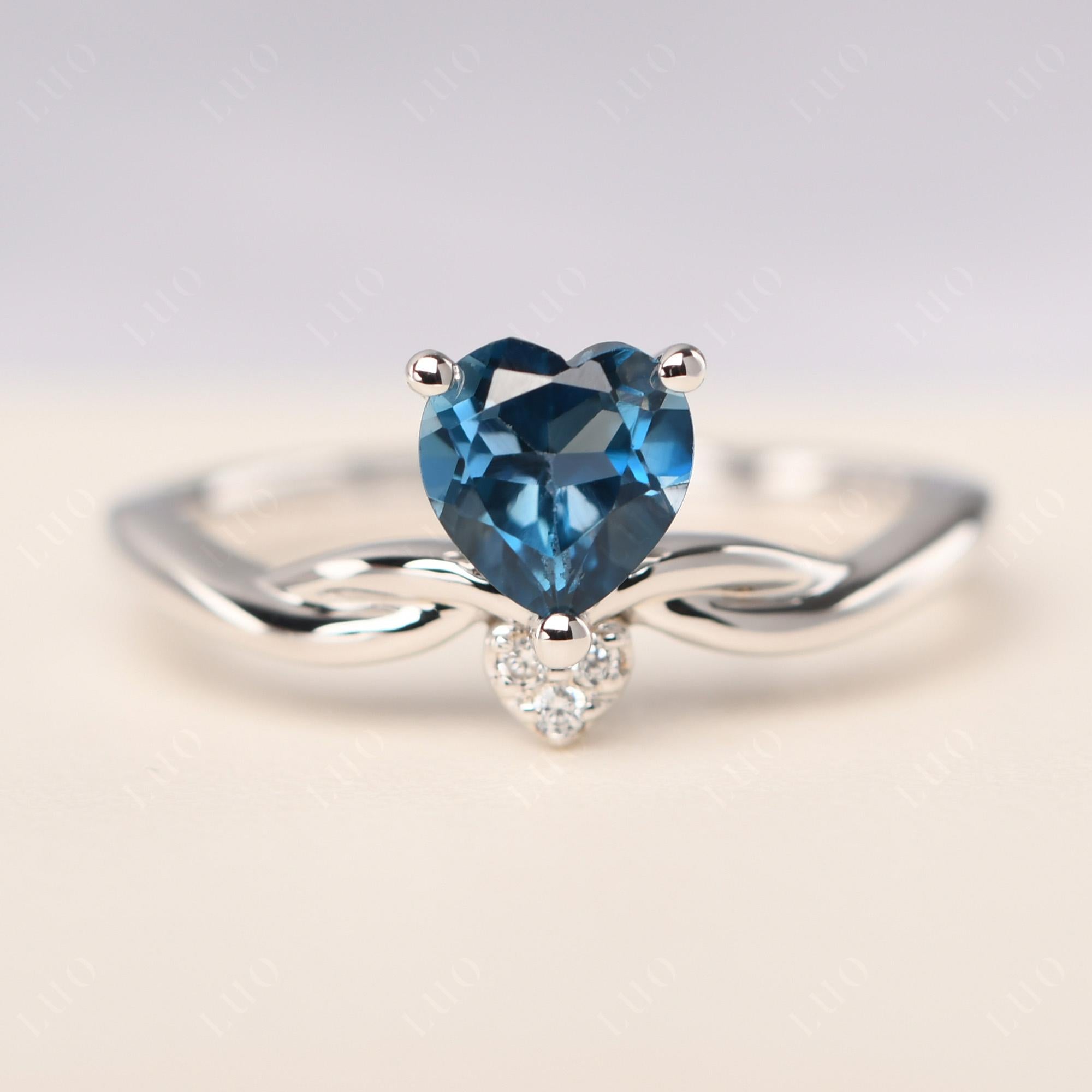 Dainty Twisted London Blue Topaz Engagement Ring - LUO Jewelry