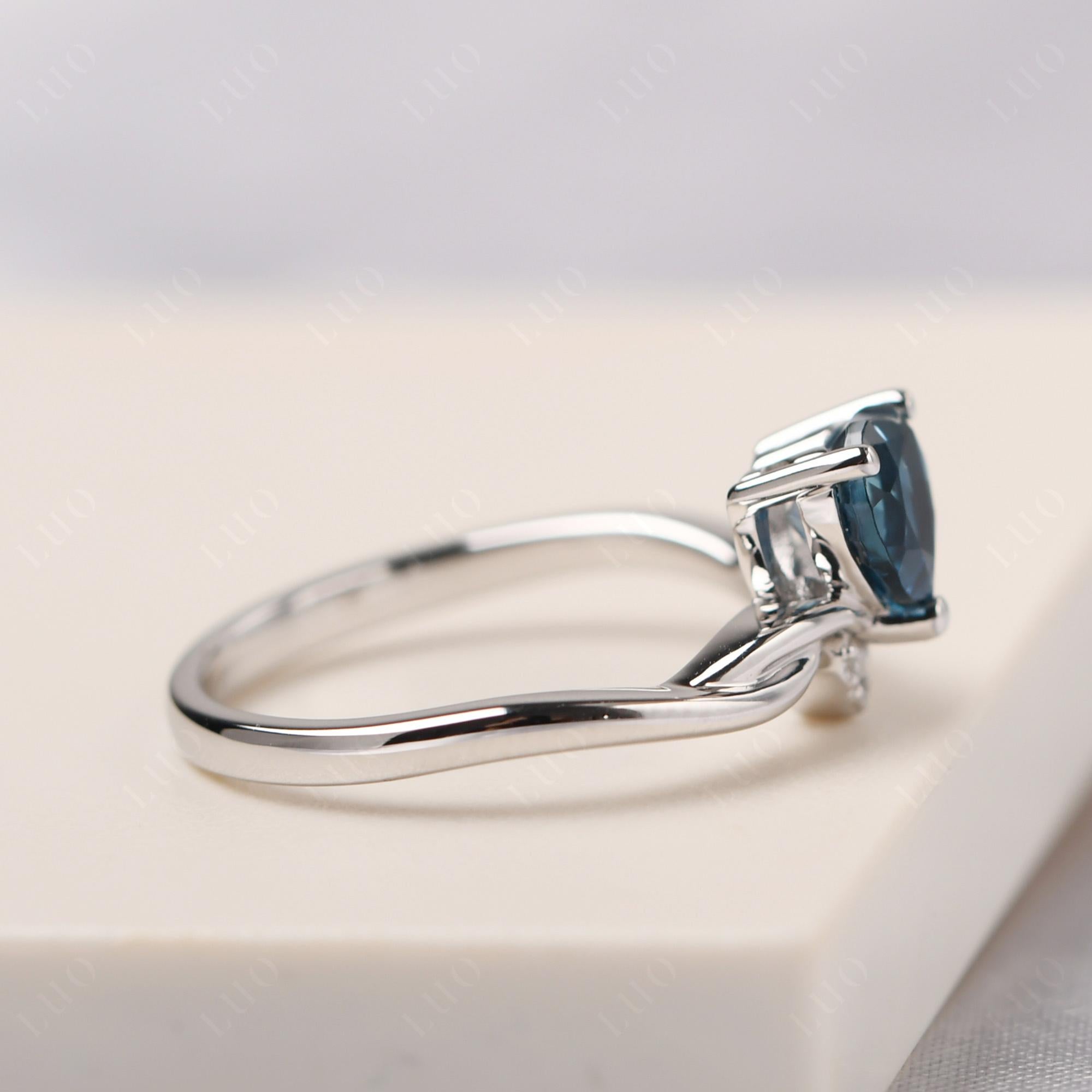 Dainty Twisted London Blue Topaz Engagement Ring - LUO Jewelry
