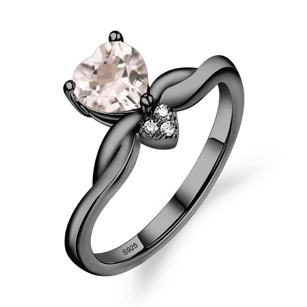 Dainty Twisted Morganite Engagement Ring - LUO Jewelry #metal_black finish sterling silver
