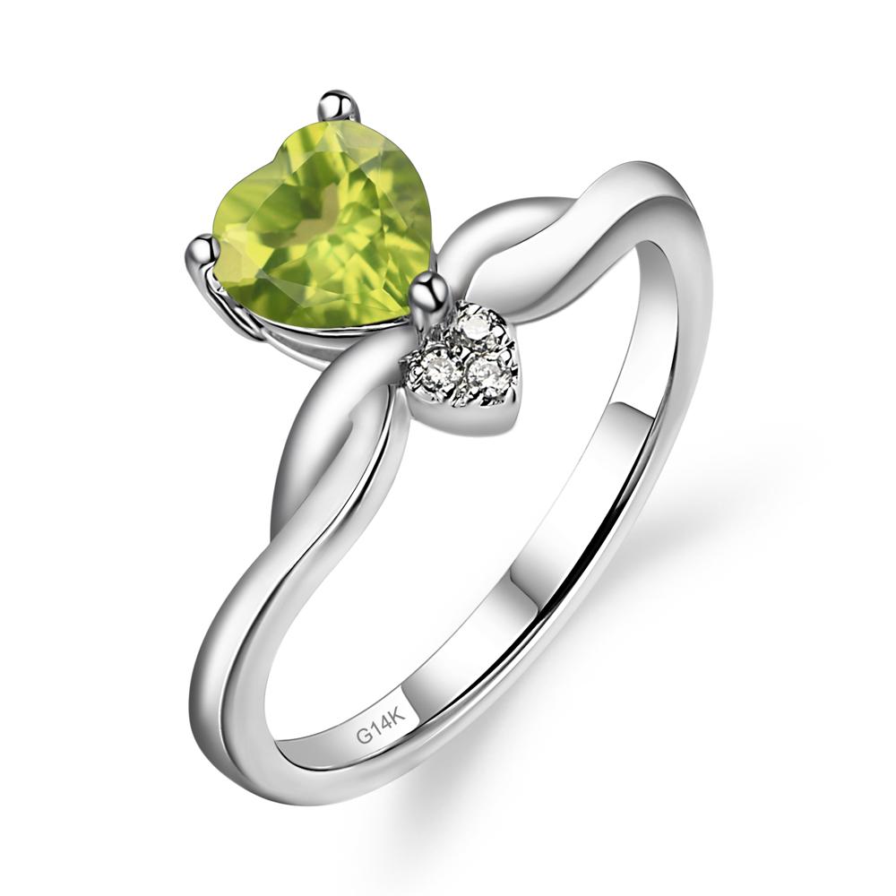 Dainty Twisted Peridot Engagement Ring - LUO Jewelry #metal_14k white gold
