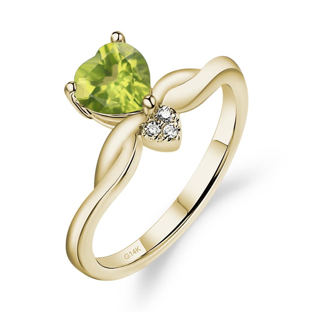 Dainty Twisted Peridot Engagement Ring - LUO Jewelry #metal_14k yellow gold