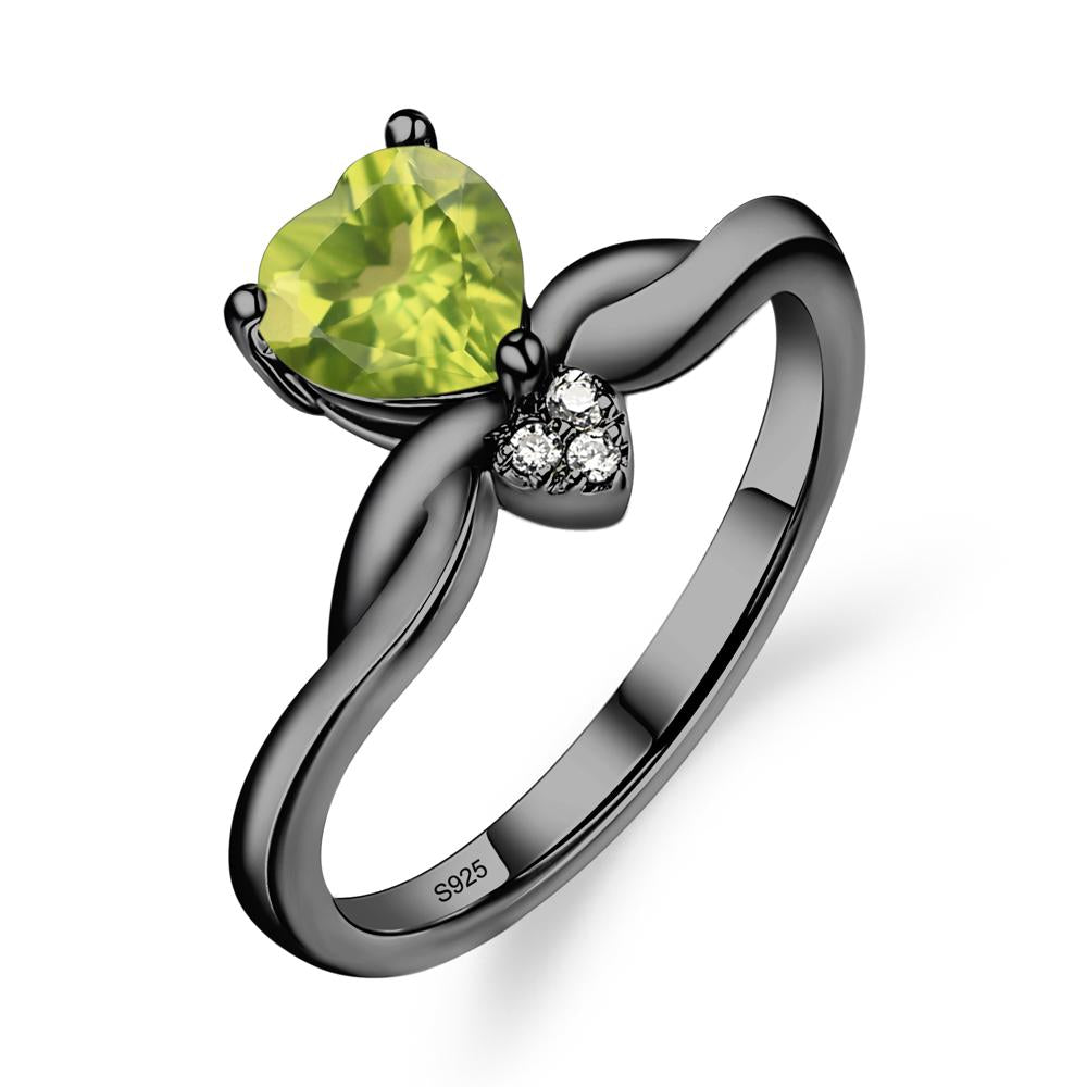 Dainty Twisted Peridot Engagement Ring - LUO Jewelry #metal_black finish sterling silver