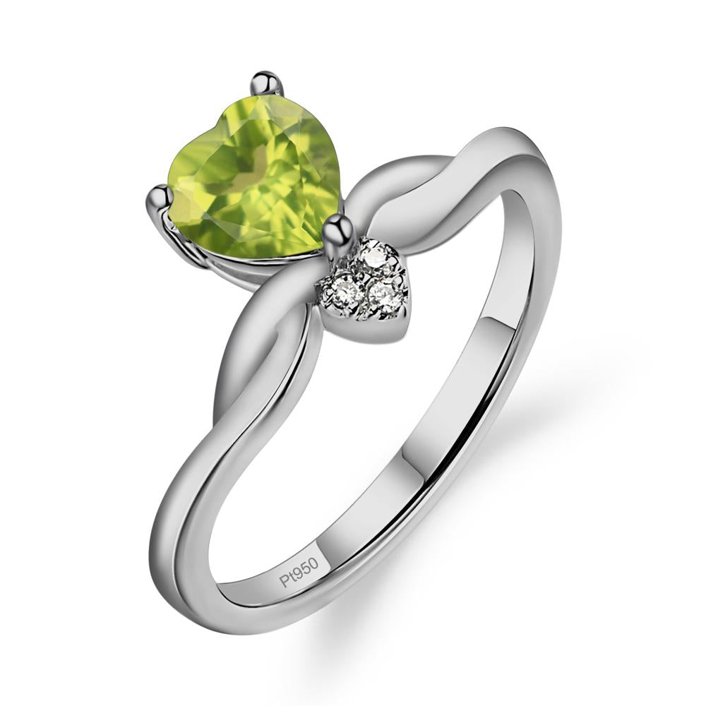 Dainty Twisted Peridot Engagement Ring - LUO Jewelry #metal_platinum