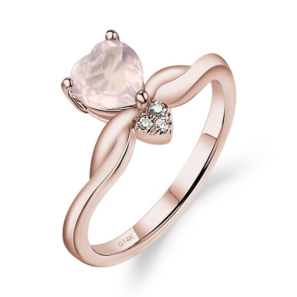 Dainty Twisted Rose Quartz Engagement Ring - LUO Jewelry #metal_14k rose gold