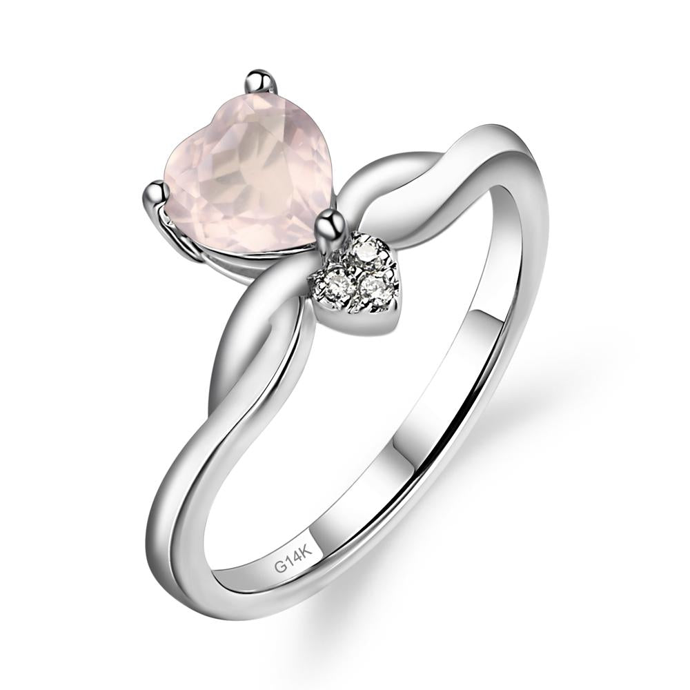 Dainty Twisted Rose Quartz Engagement Ring - LUO Jewelry #metal_14k white gold