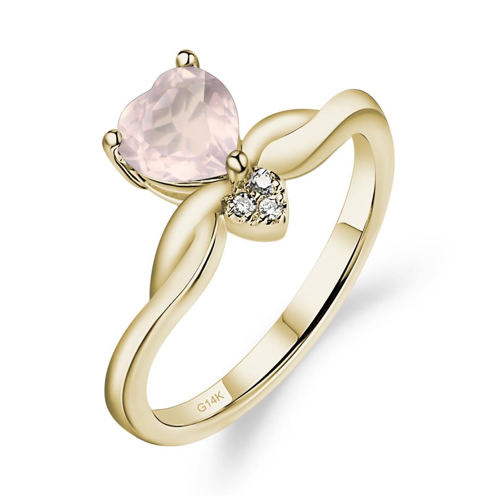 Dainty Twisted Rose Quartz Engagement Ring - LUO Jewelry #metal_14k yellow gold