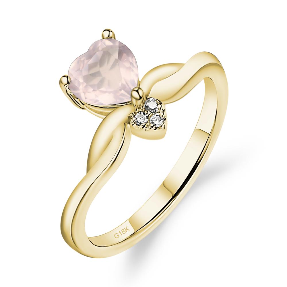 Dainty Twisted Rose Quartz Engagement Ring - LUO Jewelry #metal_18k yellow gold