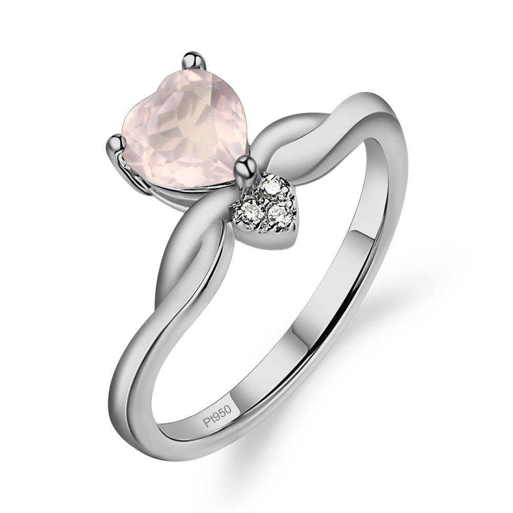 Dainty Twisted Rose Quartz Engagement Ring - LUO Jewelry #metal_platinum