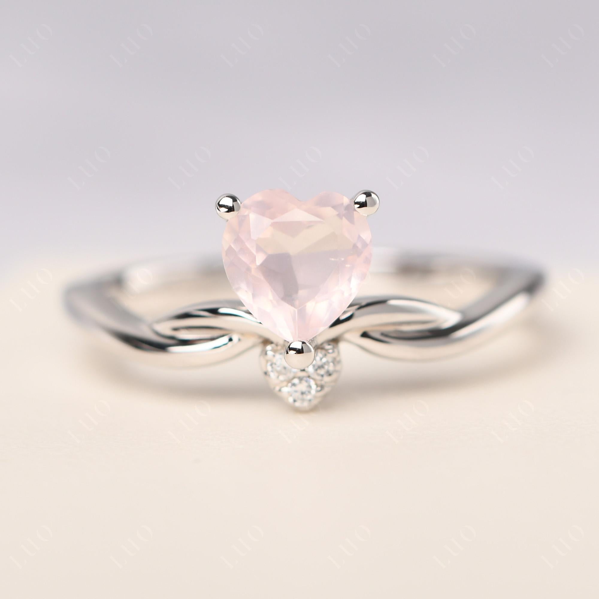 Dainty Twisted Rose Quartz Engagement Ring - LUO Jewelry