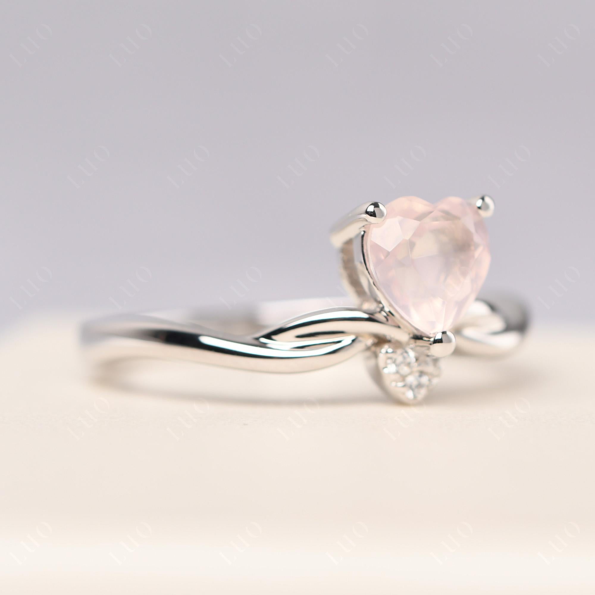 Dainty Twisted Rose Quartz Engagement Ring - LUO Jewelry