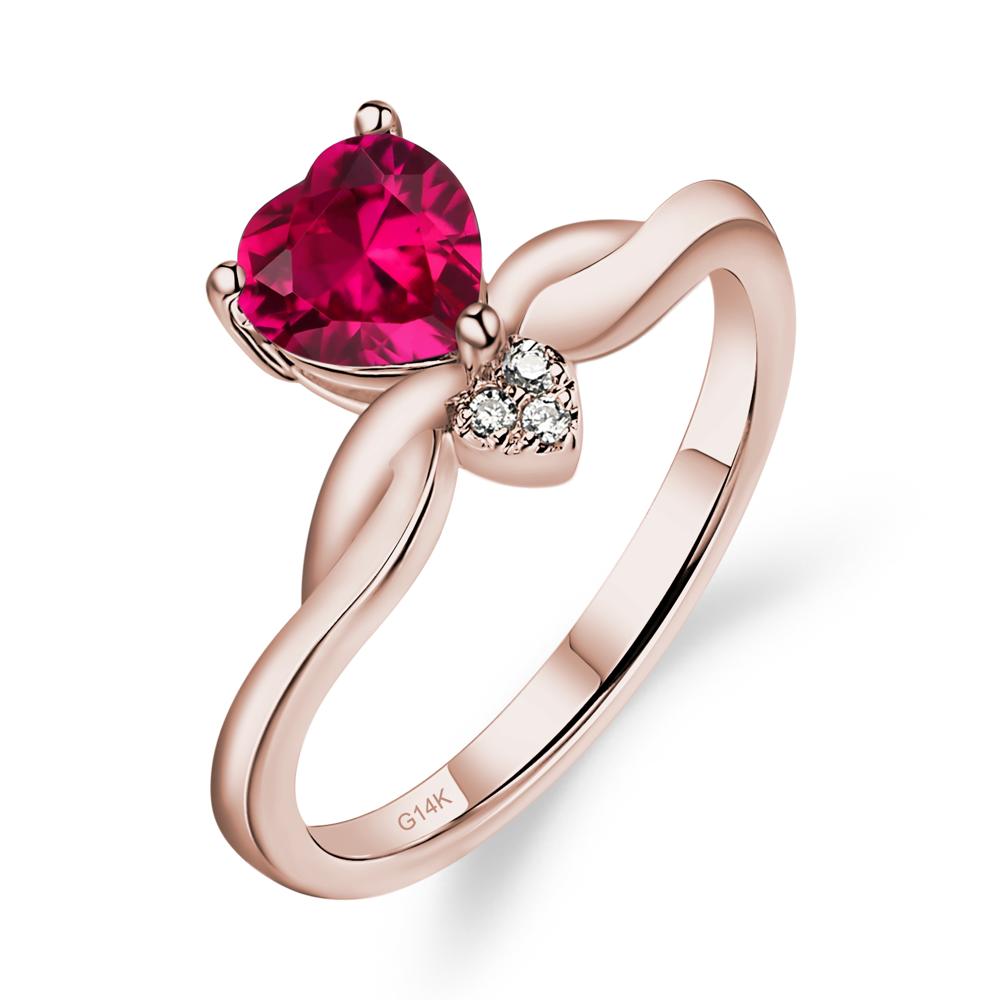Dainty Twisted Ruby Engagement Ring - LUO Jewelry #metal_14k rose gold