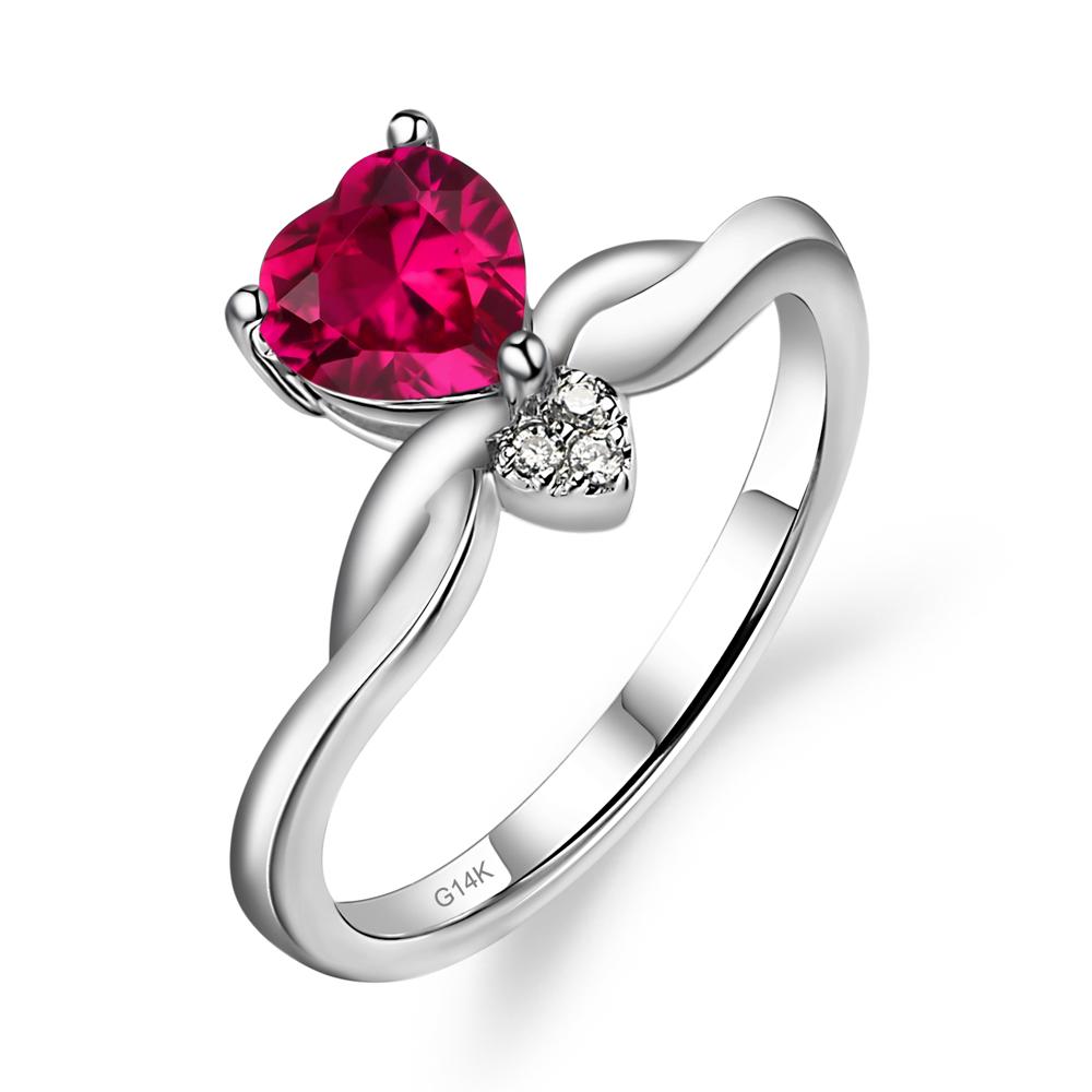 Dainty Twisted Ruby Engagement Ring - LUO Jewelry #metal_14k white gold
