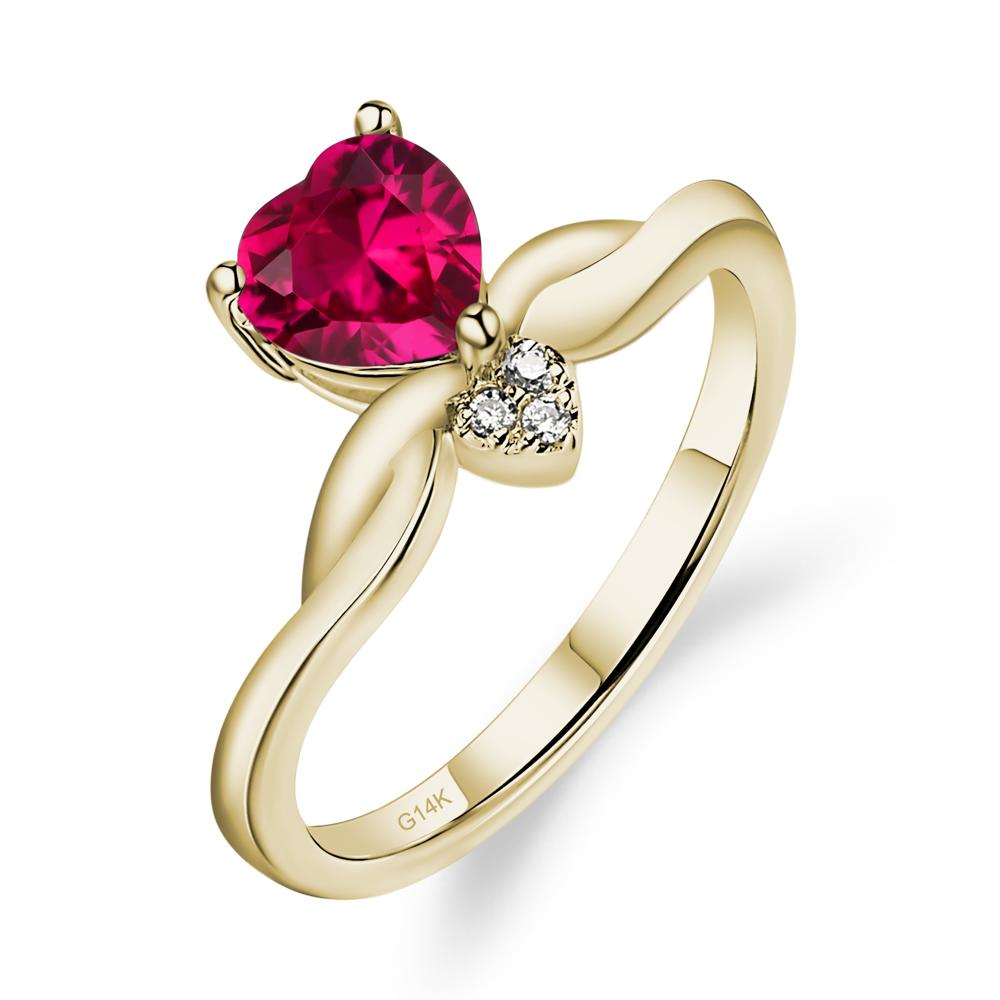 Dainty Twisted Ruby Engagement Ring - LUO Jewelry #metal_14k yellow gold