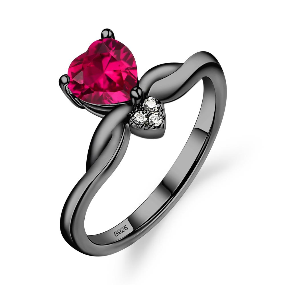 Dainty Twisted Ruby Engagement Ring - LUO Jewelry #metal_black finish sterling silver