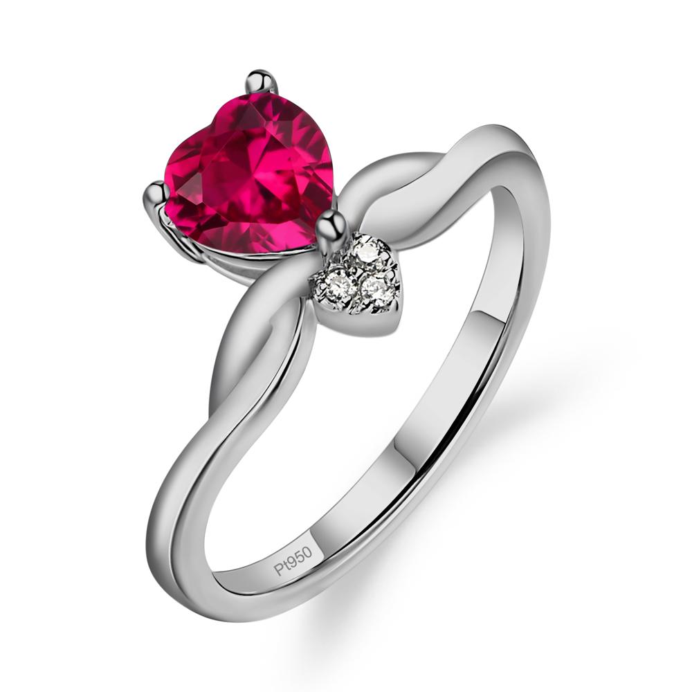 Dainty Twisted Ruby Engagement Ring - LUO Jewelry #metal_platinum