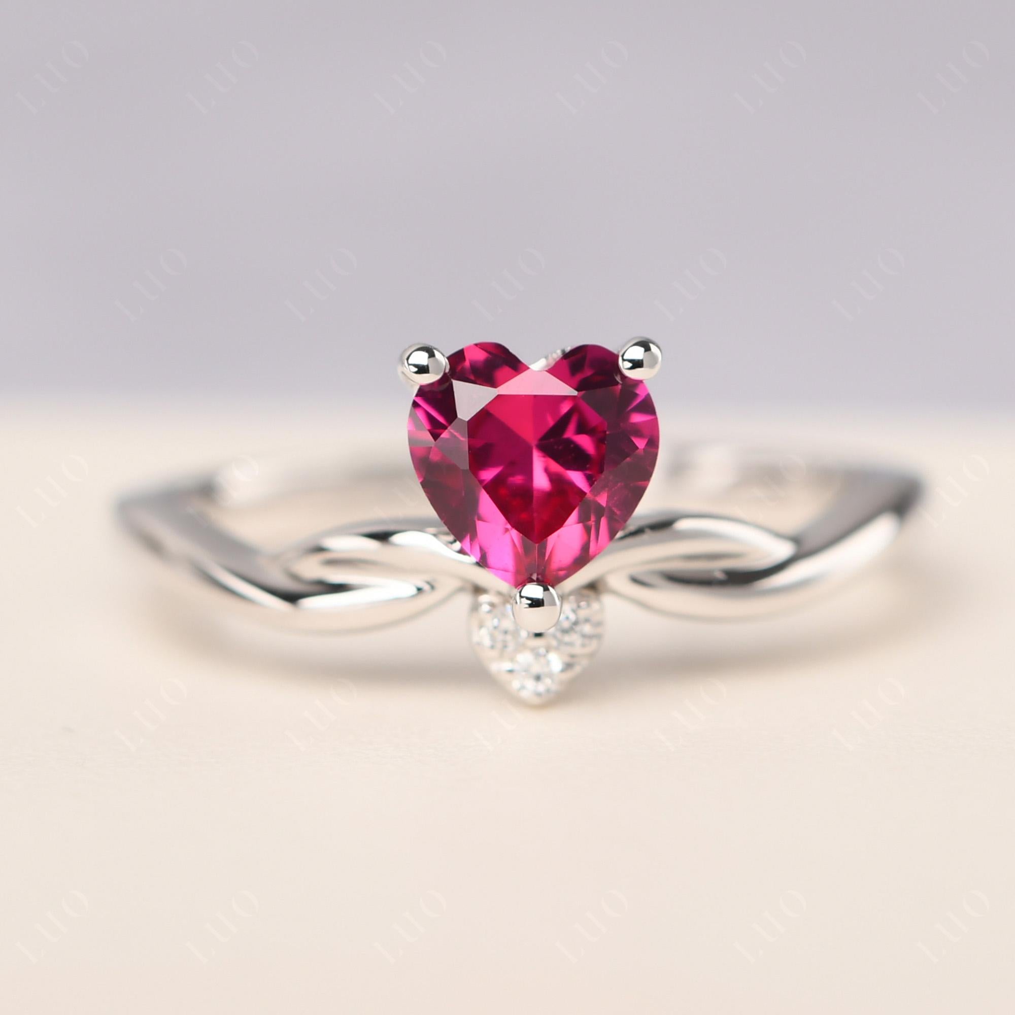 Dainty Twisted Ruby Engagement Ring - LUO Jewelry