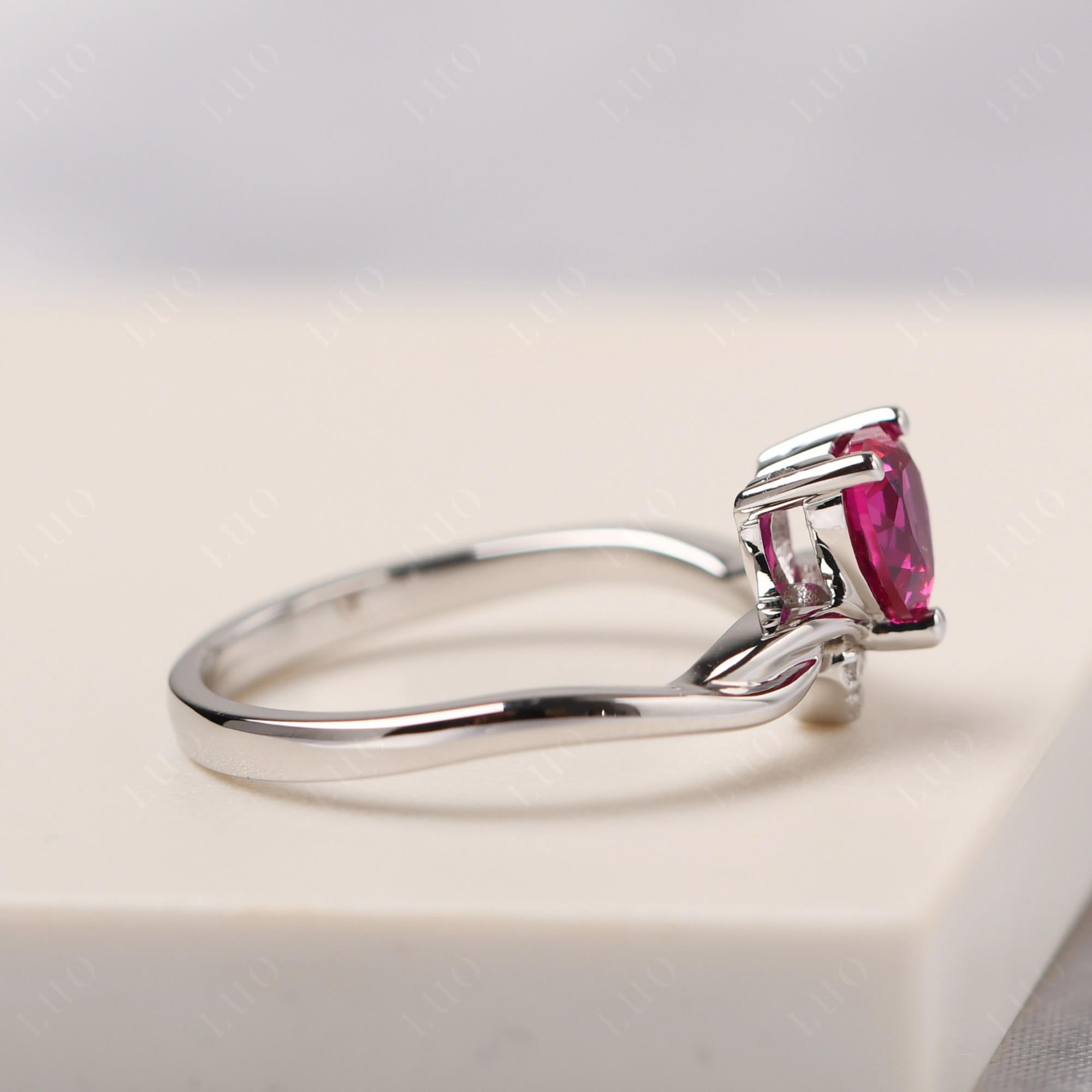 Dainty Twisted Ruby Engagement Ring - LUO Jewelry