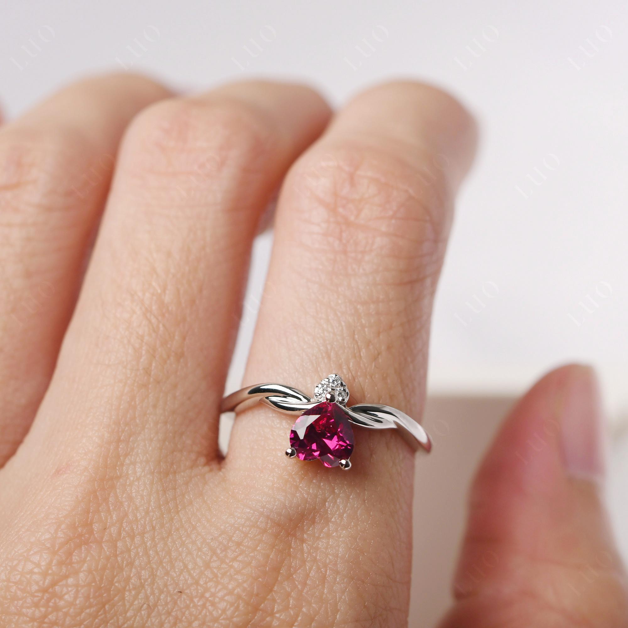 Dainty Twisted Ruby Engagement Ring - LUO Jewelry