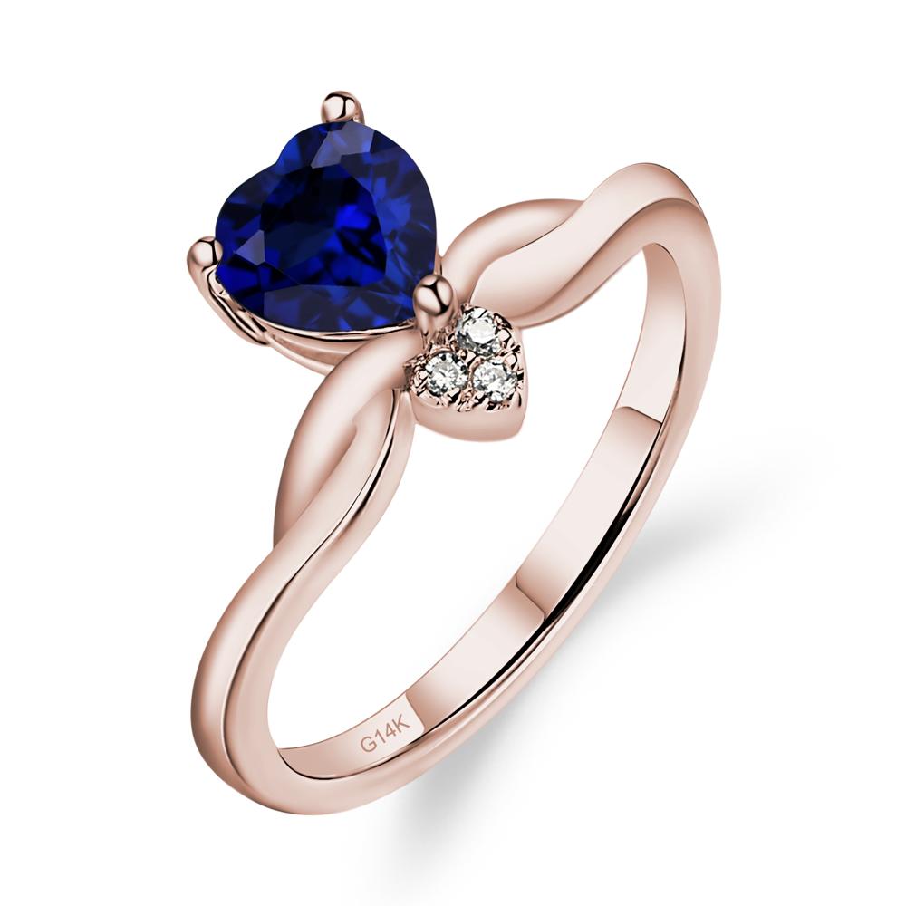 Dainty Twisted Sapphire Engagement Ring - LUO Jewelry #metal_14k rose gold