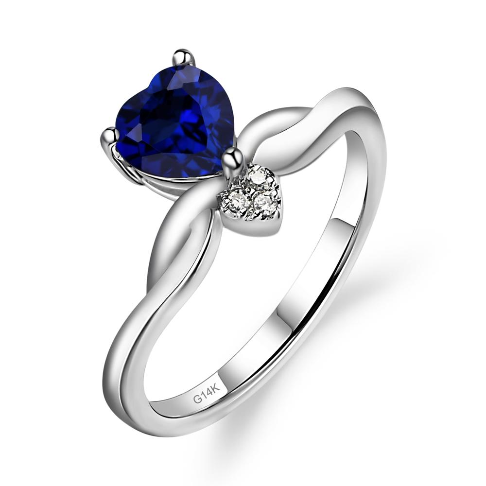 Dainty Twisted Sapphire Engagement Ring - LUO Jewelry #metal_14k white gold