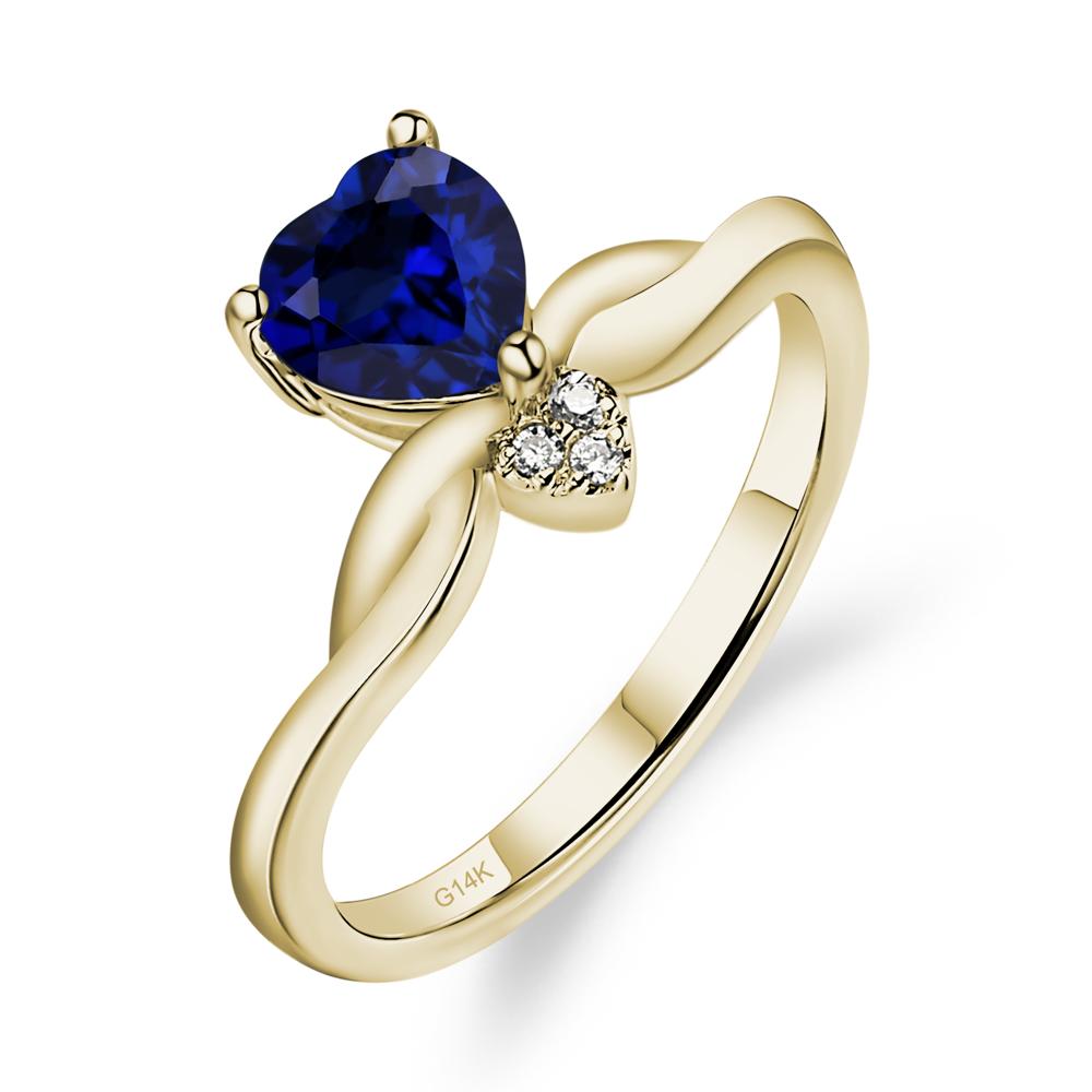 Dainty Twisted Sapphire Engagement Ring - LUO Jewelry #metal_14k yellow gold