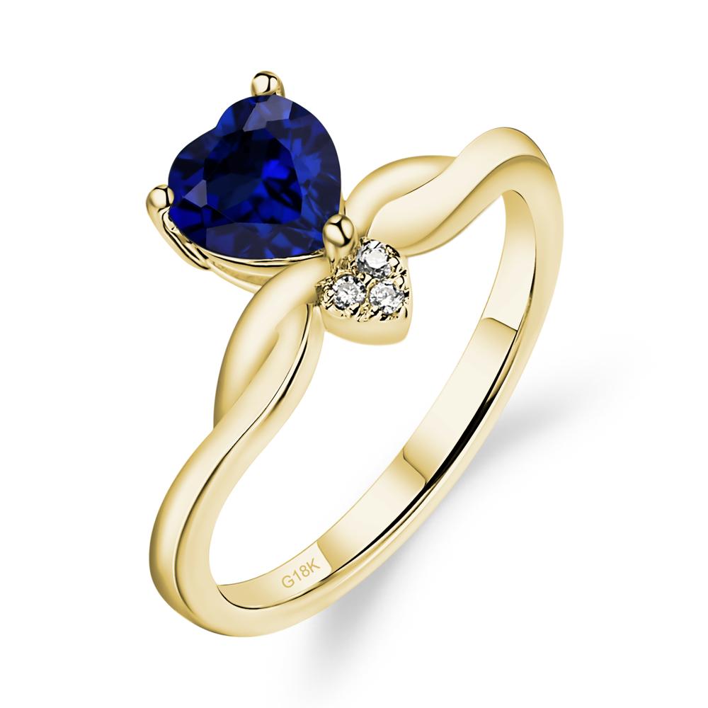 Dainty Twisted Sapphire Engagement Ring - LUO Jewelry #metal_18k yellow gold