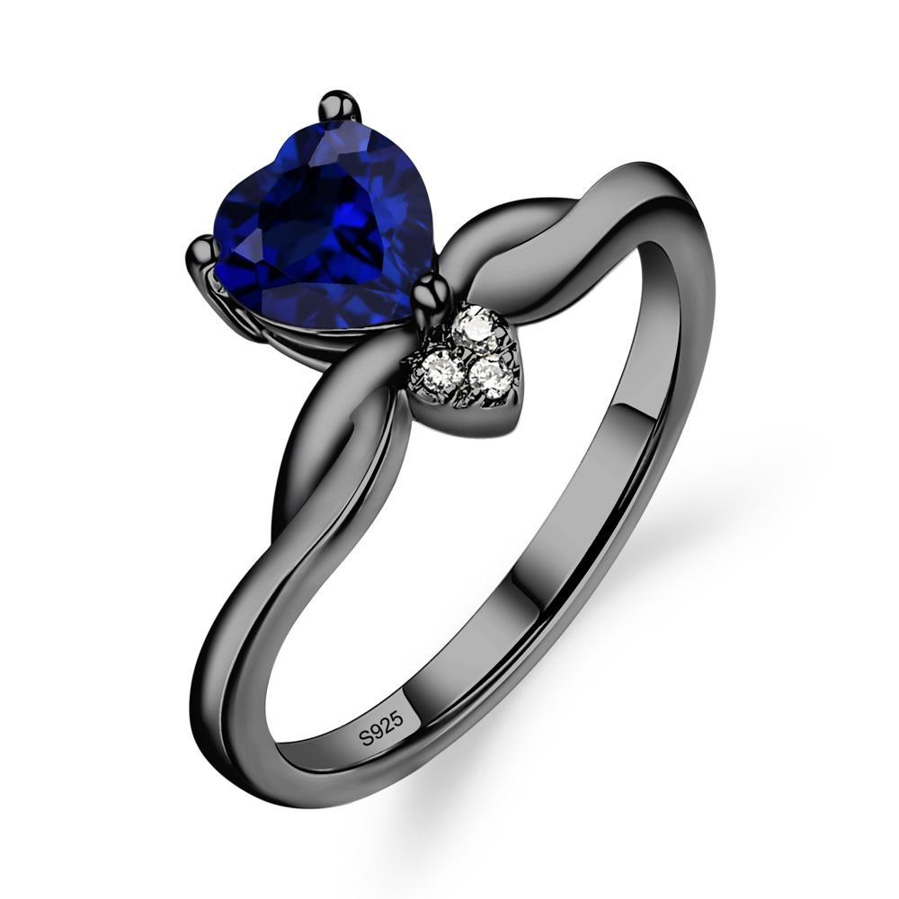 Dainty Twisted Sapphire Engagement Ring - LUO Jewelry #metal_black finish sterling silver
