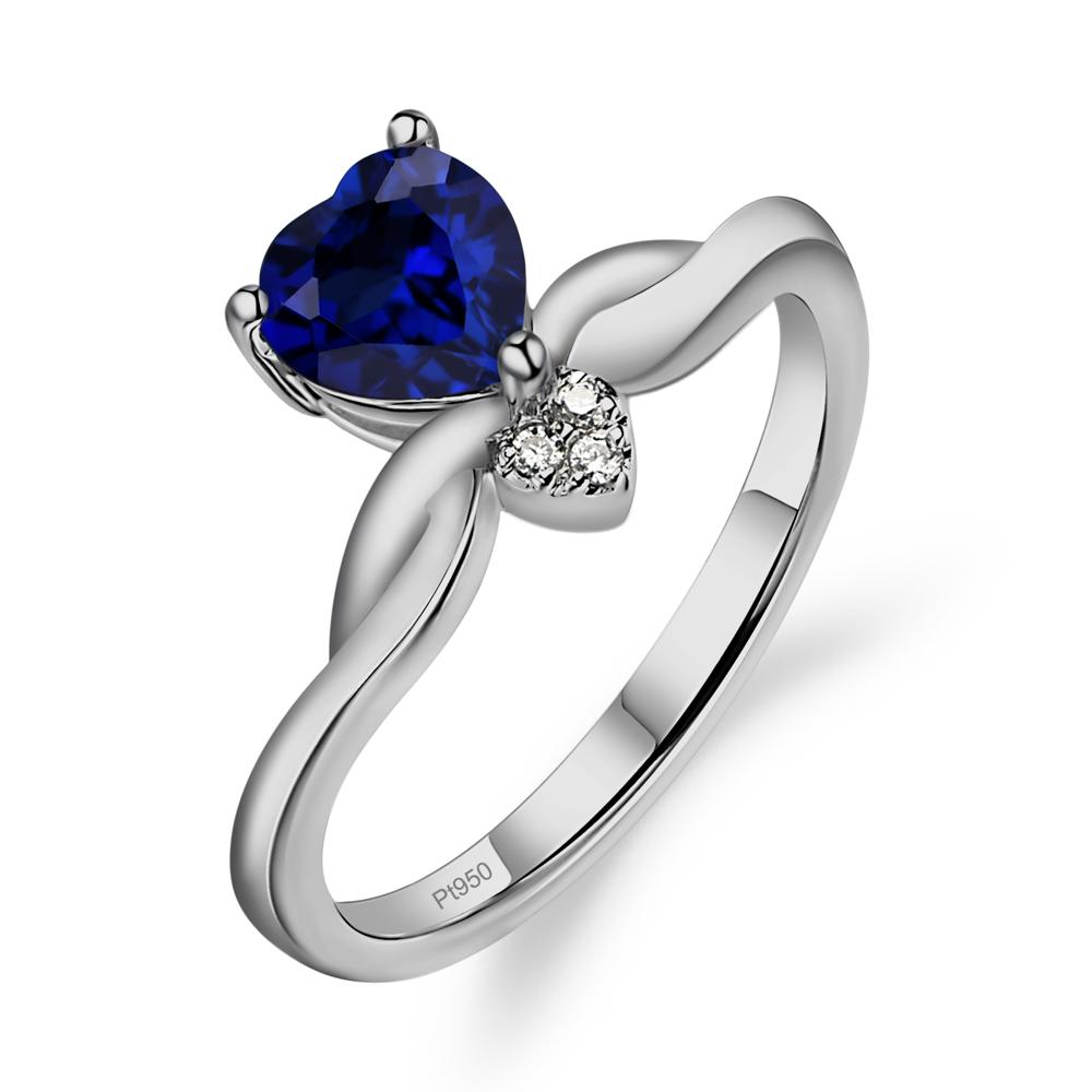 Dainty Twisted Sapphire Engagement Ring - LUO Jewelry #metal_platinum