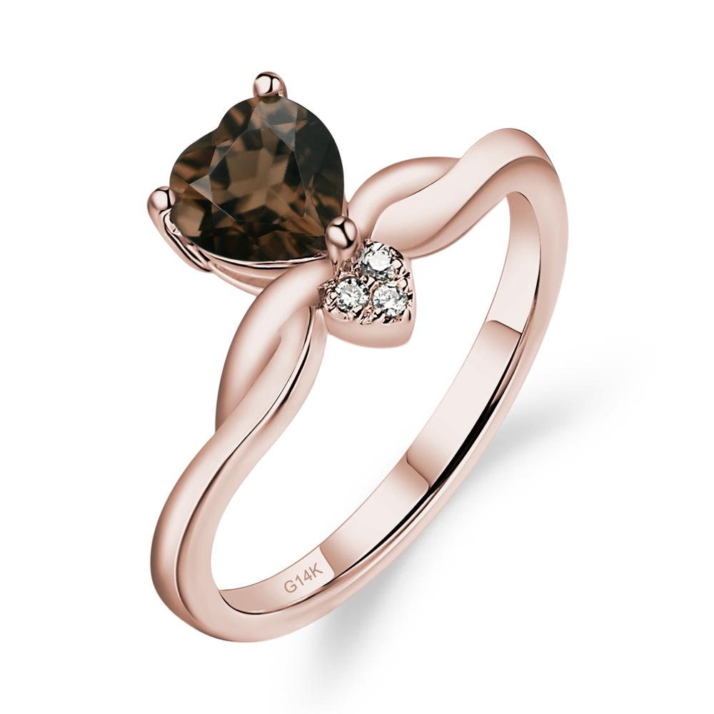 Dainty Twisted Smoky Quartz Engagement Ring - LUO Jewelry #metal_14k rose gold