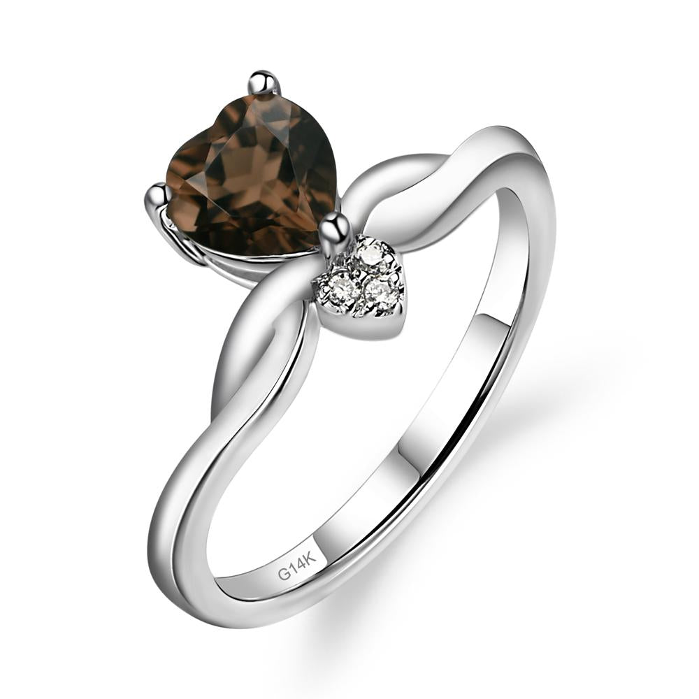Dainty Twisted Smoky Quartz Engagement Ring - LUO Jewelry #metal_14k white gold