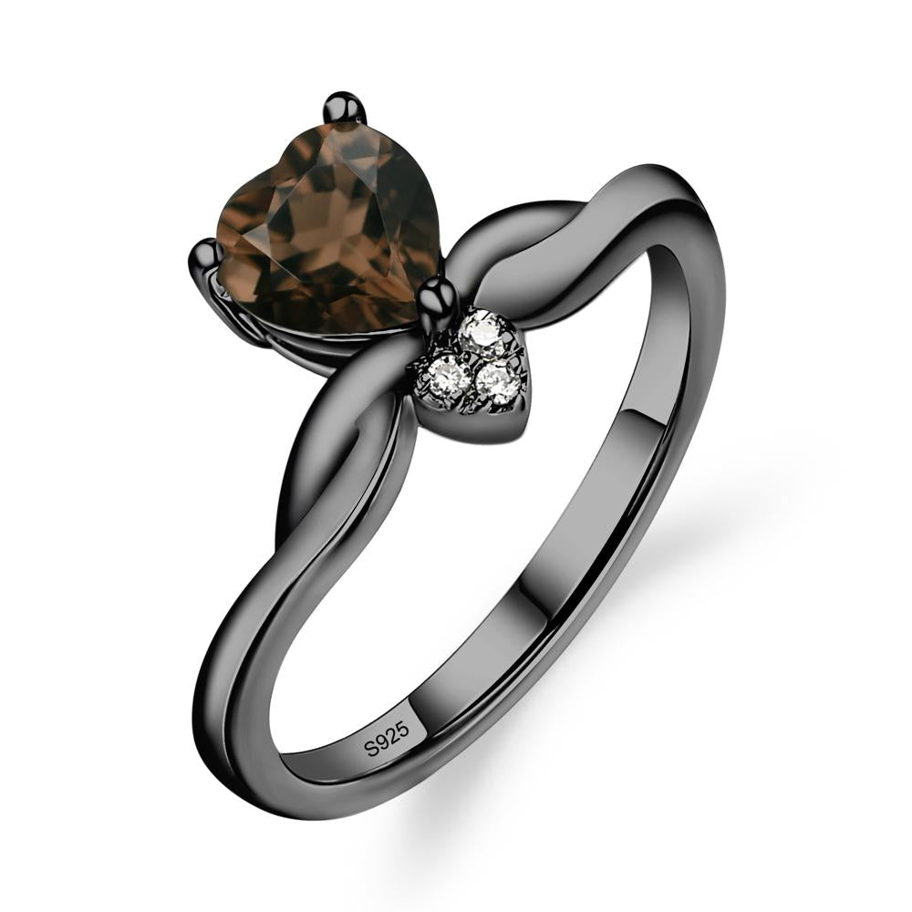 Dainty Twisted Smoky Quartz Engagement Ring - LUO Jewelry #metal_black finish sterling silver