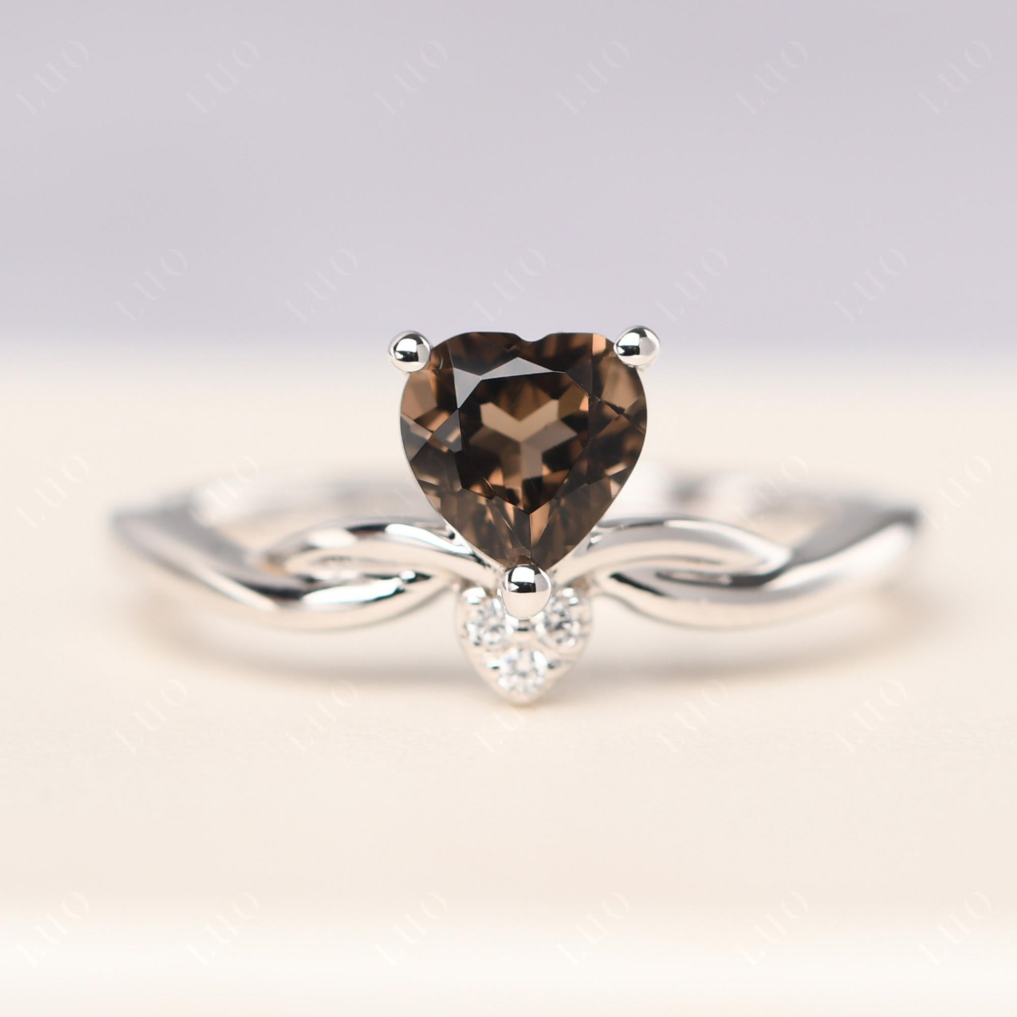 Dainty Twisted Smoky Quartz Engagement Ring - LUO Jewelry