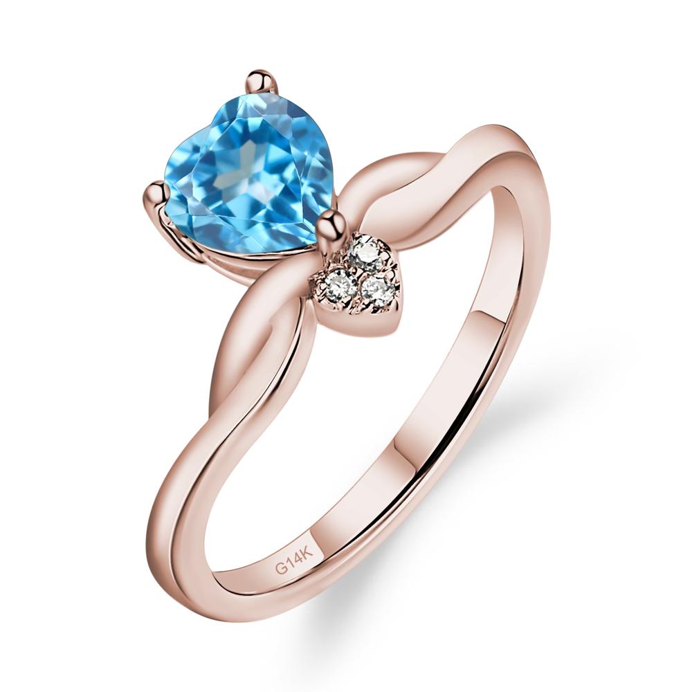 Dainty Twisted Swiss Blue Topaz Engagement Ring - LUO Jewelry #metal_14k rose gold