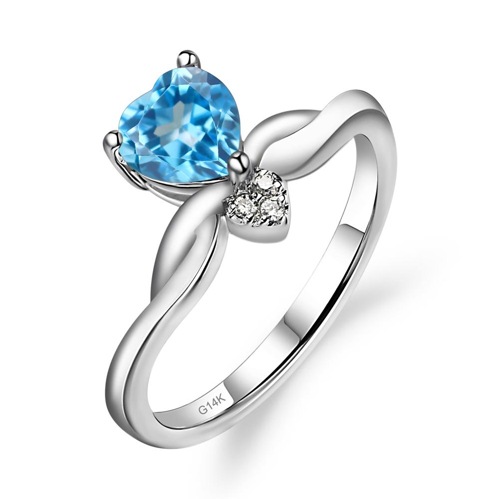 Dainty Twisted Swiss Blue Topaz Engagement Ring - LUO Jewelry #metal_14k white gold