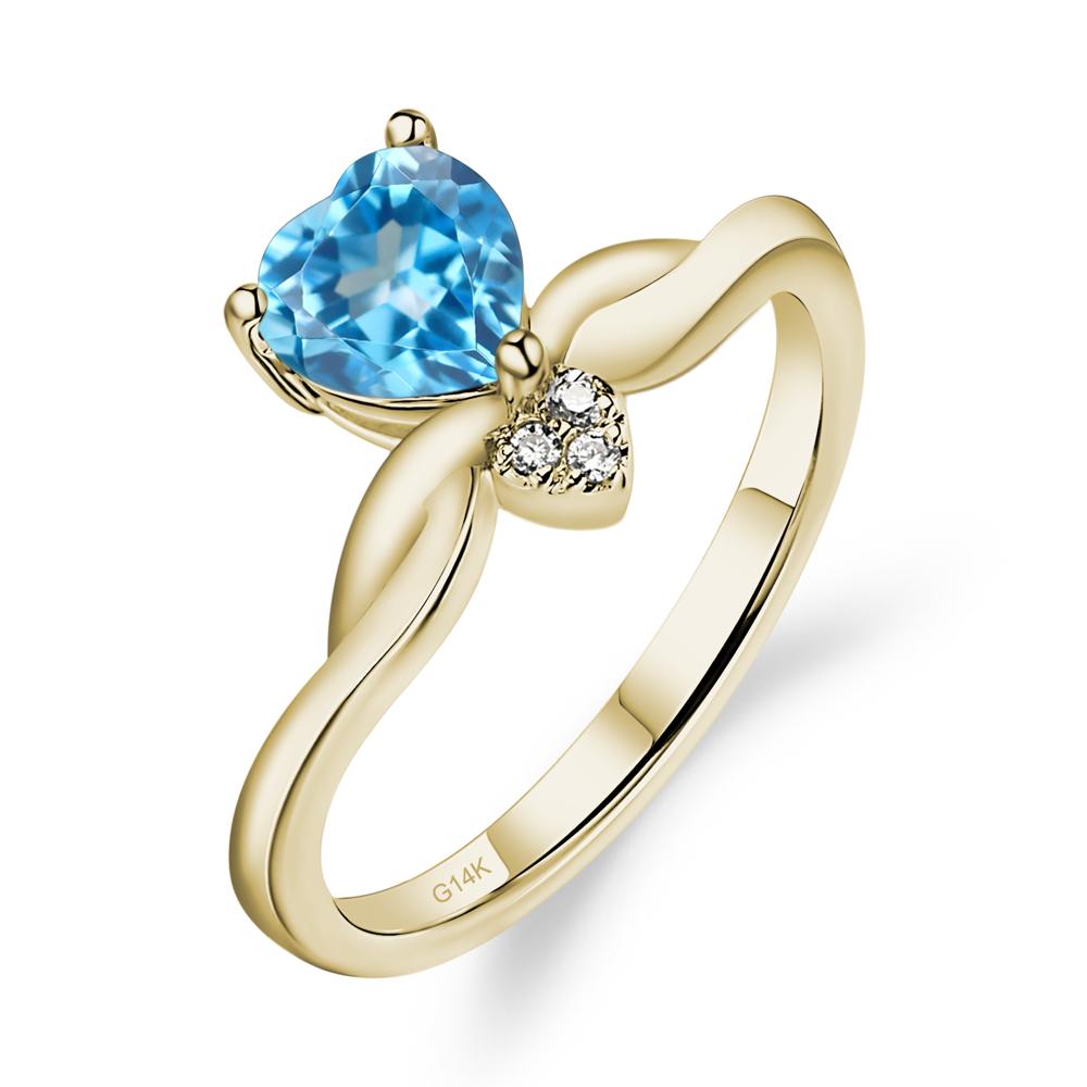 Dainty Twisted Swiss Blue Topaz Engagement Ring - LUO Jewelry #metal_14k yellow gold