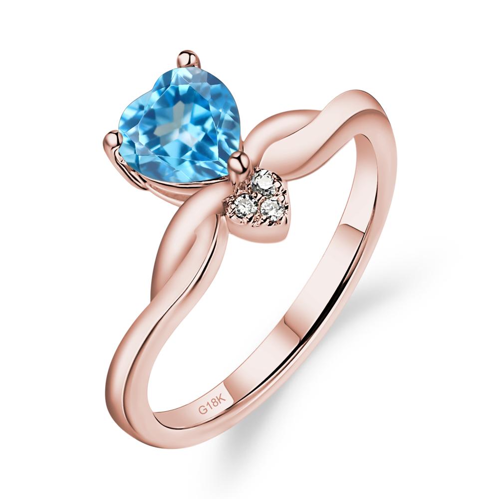 Dainty Twisted Swiss Blue Topaz Engagement Ring - LUO Jewelry #metal_18k rose gold
