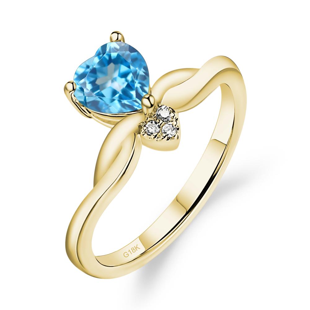 Dainty Twisted Swiss Blue Topaz Engagement Ring - LUO Jewelry #metal_18k yellow gold