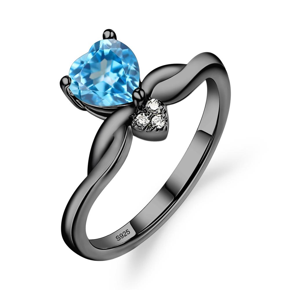 Dainty Twisted Swiss Blue Topaz Engagement Ring - LUO Jewelry #metal_black finish sterling silver