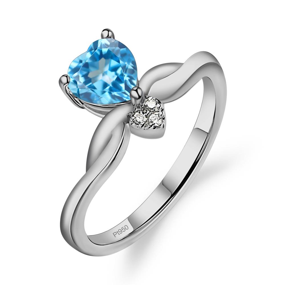 Dainty Twisted Swiss Blue Topaz Engagement Ring - LUO Jewelry #metal_platinum