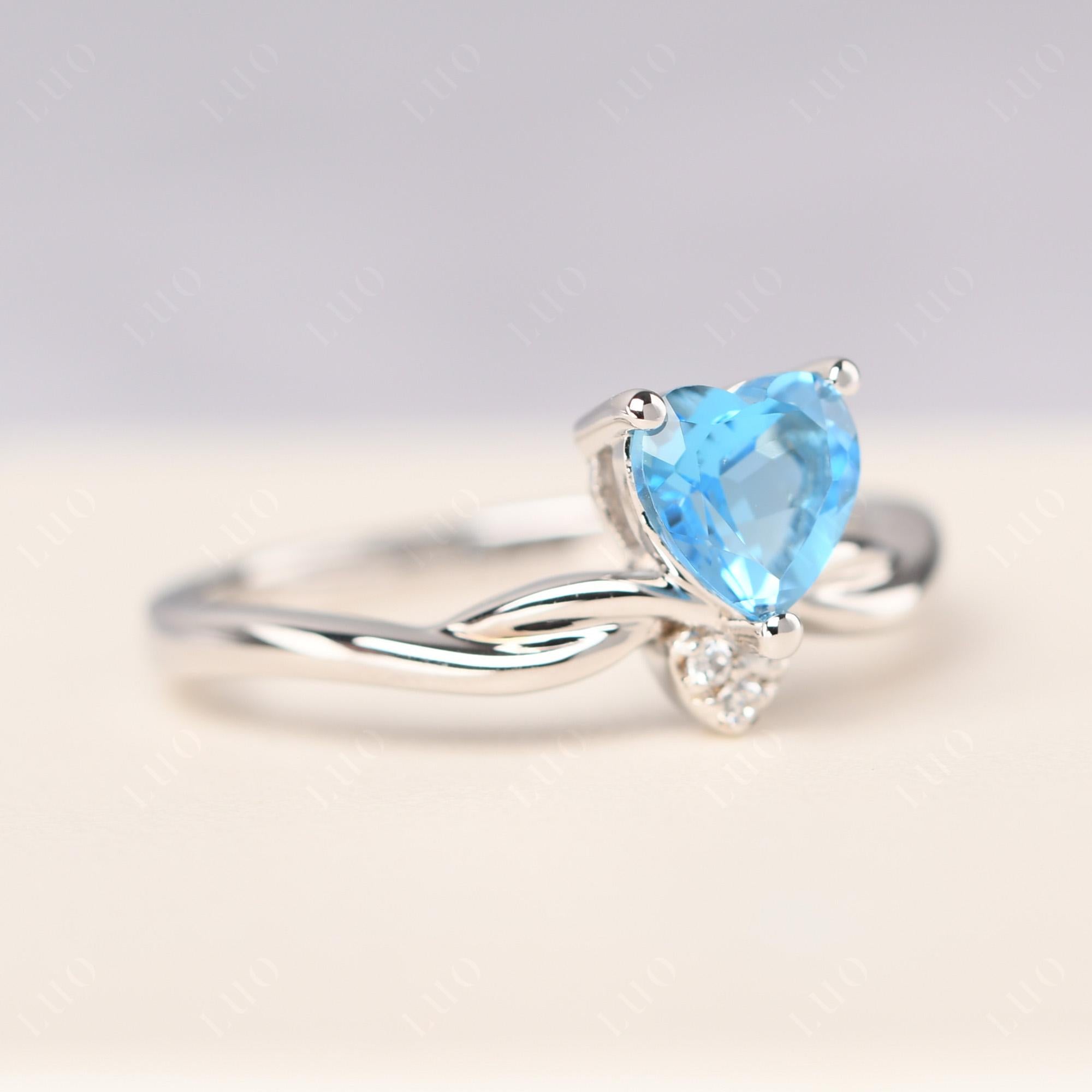 Dainty Twisted Swiss Blue Topaz Engagement Ring - LUO Jewelry