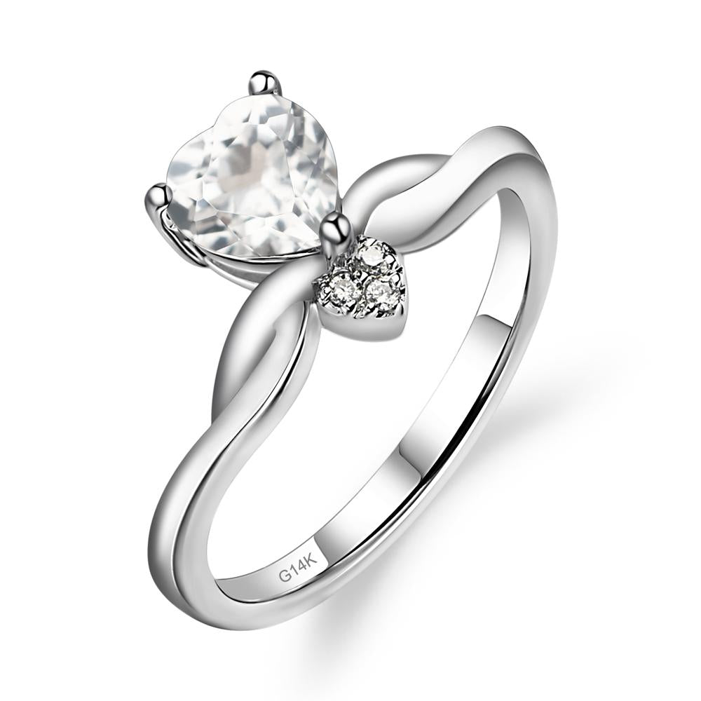 Dainty Twisted White Topaz Engagement Ring - LUO Jewelry #metal_14k white gold