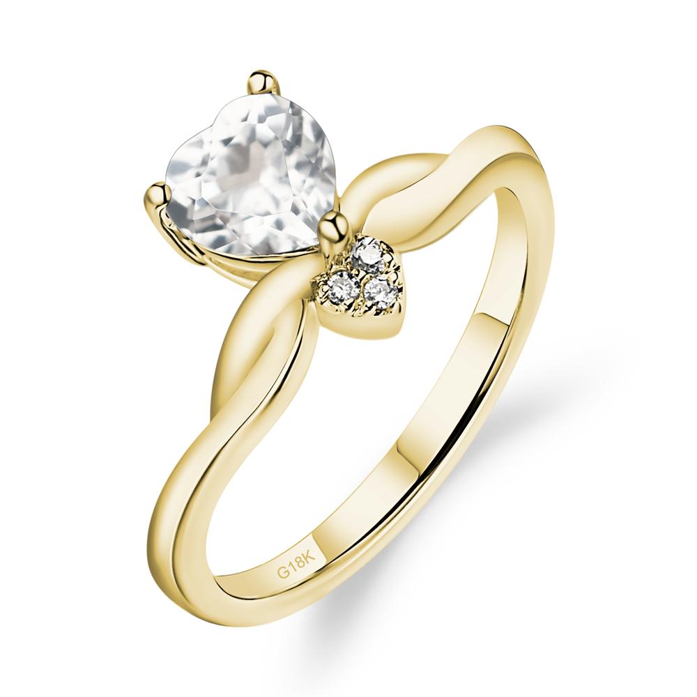 Dainty Twisted White Topaz Engagement Ring - LUO Jewelry #metal_18k yellow gold