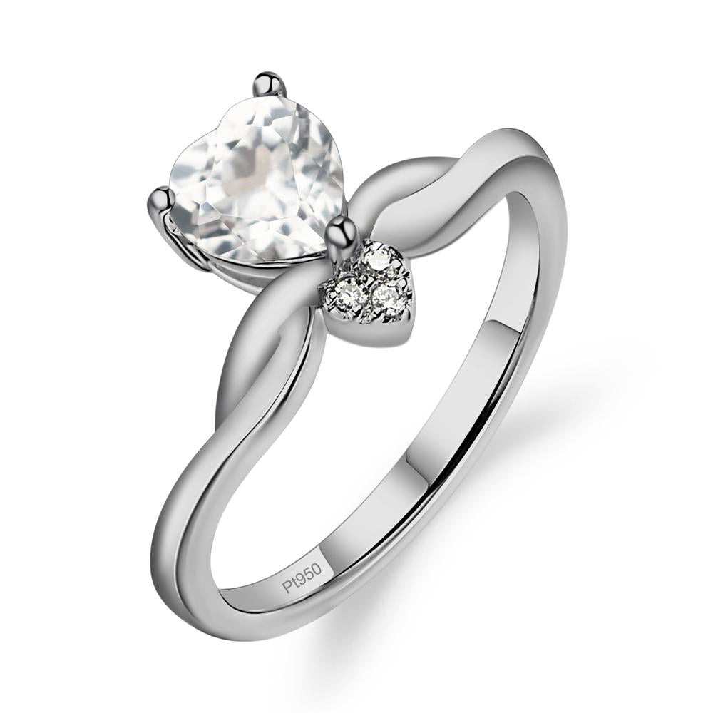 Dainty Twisted White Topaz Engagement Ring - LUO Jewelry #metal_platinum