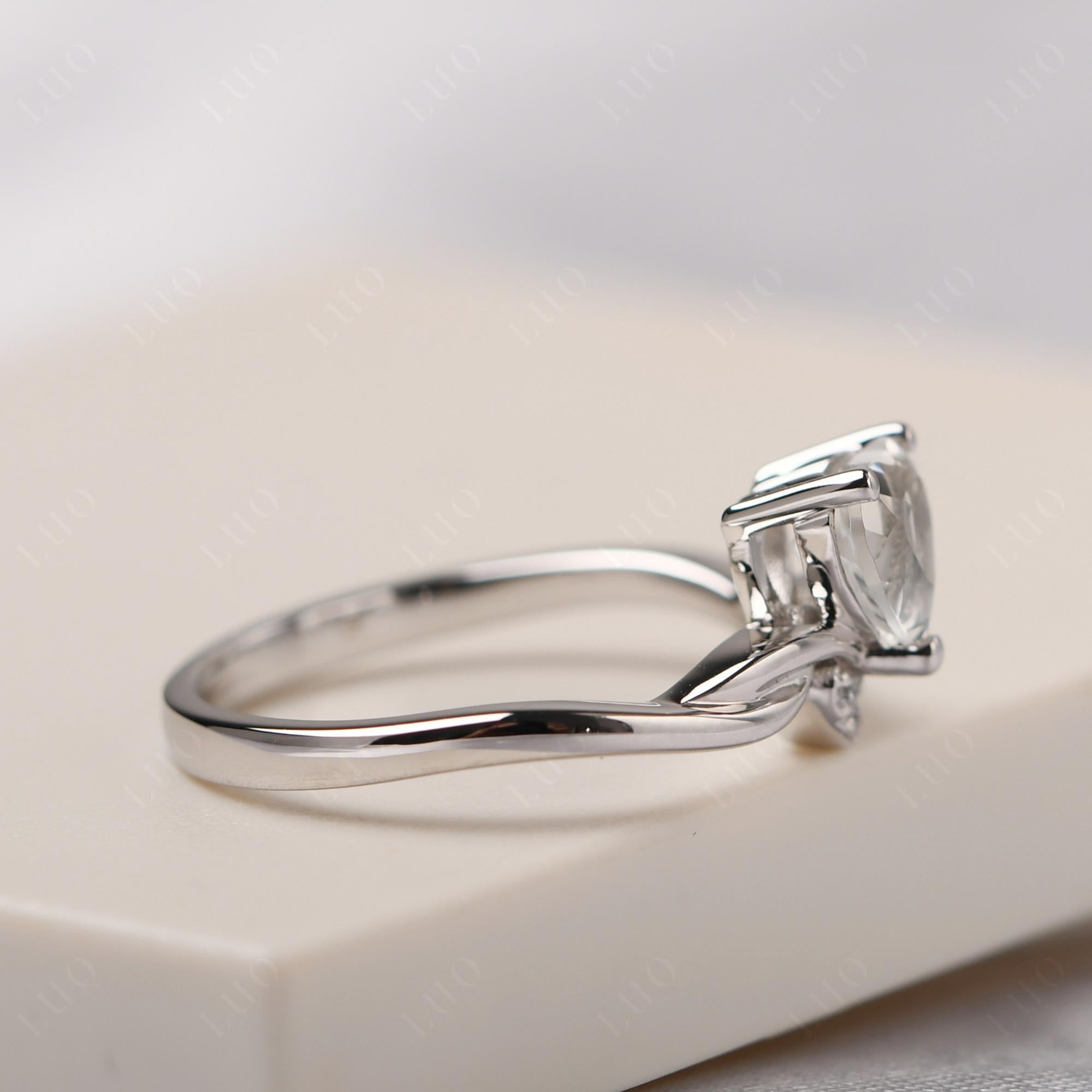 Dainty Twisted White Topaz Engagement Ring - LUO Jewelry