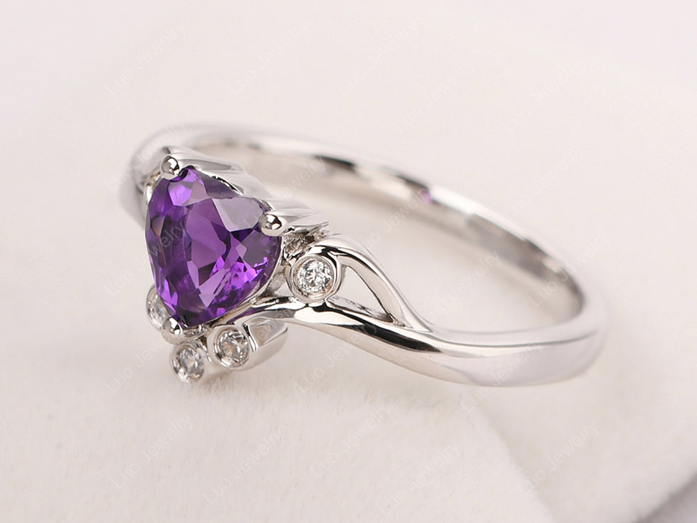 Vintage Heart Shaped Amethyst Engagement Ring - LUO Jewelry